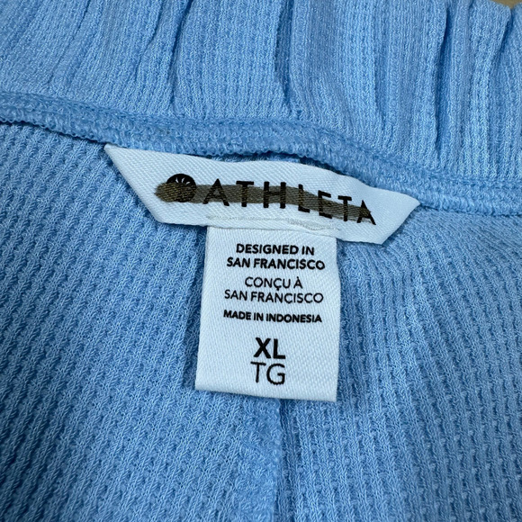 Athleta Wind Down Sleep Shorts Waffle Knit Light Blue Women's Size XL NWT - Picture 4 of 10